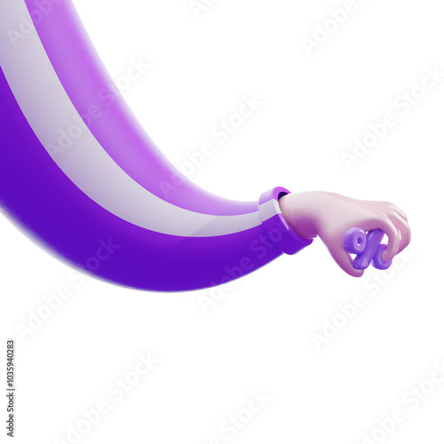 3D illustration of a Hand gesture isolated on transparent background.