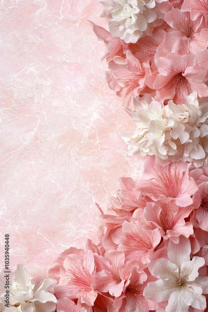 Ethereal Pink Azalea Blossoms Border on Textured Paper - Romantic Floral Still Life for Greeting Cards and Invitations Ethereal Pink Azalea Blossoms Border on Textured Paper - Romantic Floral Still Life for Greeting Cards and Invitations