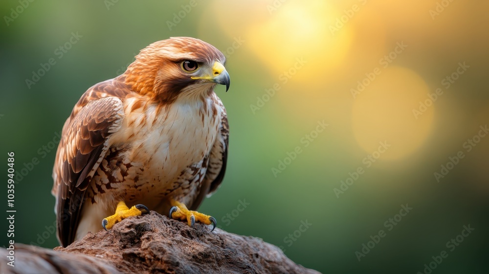 A majestic golden hawk is perched attentively in the soft, picturesque light of the golden hour, conveying elegance, focus, and the beauty of the animal kingdom. A majestic golden hawk is perched attentively in the soft, picturesque light of the golden hour, conveying elegance, focus, and the beauty of the animal kingdom.
