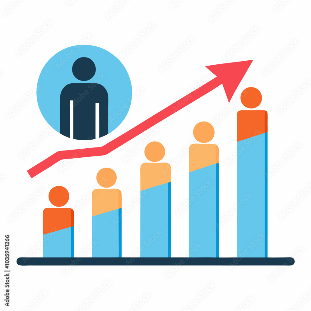 Fototapeta premium Business growth graph success chart with arrow, profit growing symbol, progress bar symbol, growing graph icons. Vector illustration.