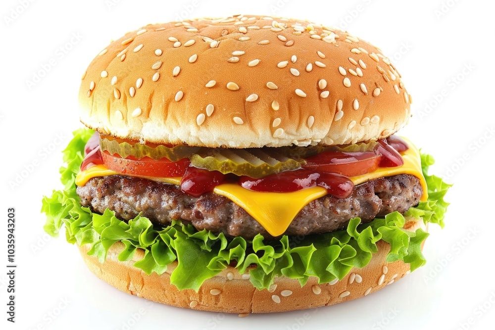 Fresh tasty burger isolated on white background. Fresh tasty burger isolated on white background.