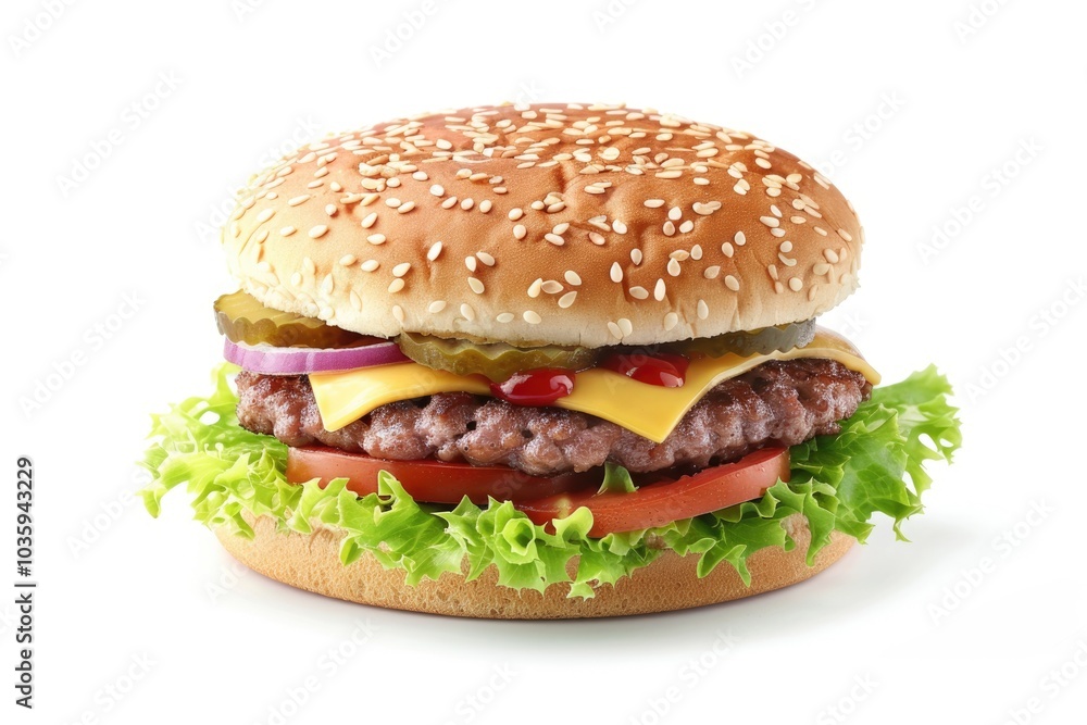 Fresh tasty burger isolated on white background. Fresh tasty burger isolated on white background.