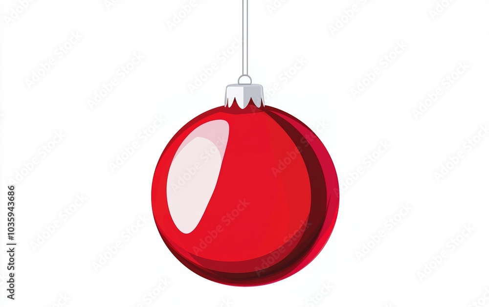 Bright red Christmas ornament hanging on a string, perfect for holiday decorating during the festive season Bright red Christmas ornament hanging on a string, perfect for holiday decorating during the festive season
