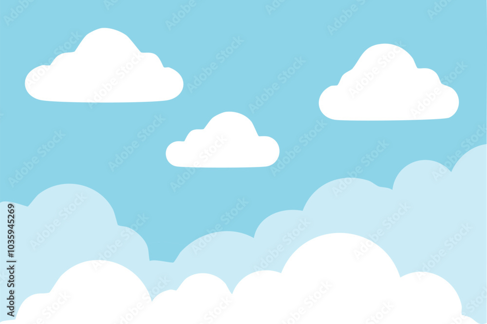 Sun Drawing shining in blue sky with white clouds realistic background Vector Illustration Clipart Sun Drawing shining in blue sky with white clouds realistic background Vector Illustration Clipart