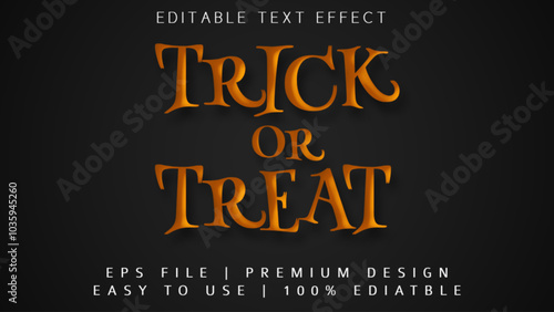 Editable text effect Trick Or Treat 3d cartoon template style premium vector. editable trick or treat text effect
