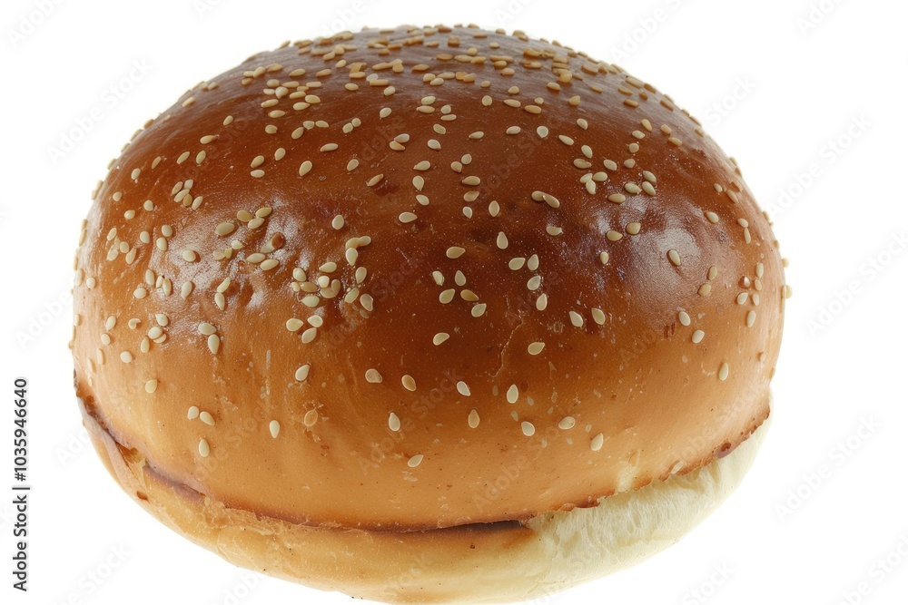 Hamburger bun with sesame seeds on white background. Hamburger bun with sesame seeds on white background.