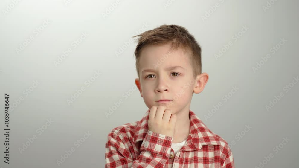 Close-up of boy child showing what he is thinking. Close-up of boy child showing what he is thinking.