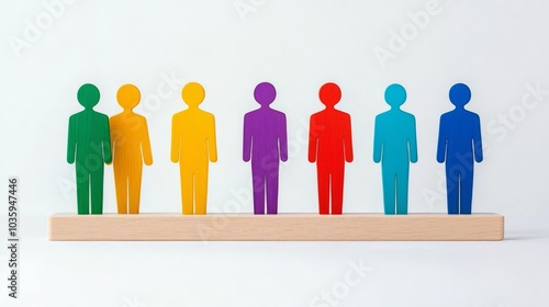 Colorful wooden figures represent diversity in teamwork and collaboration, ideal for illustrating community and connections.