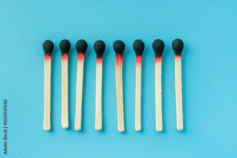 Five brushes on a blue background. Five brushes on a blue background.