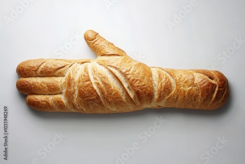 A baguette in the shape of glove. photo