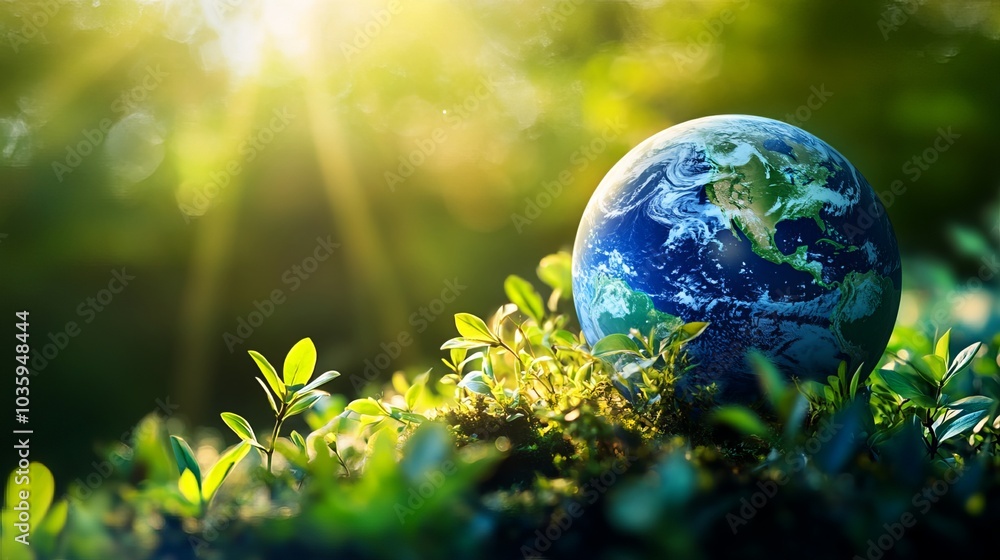 Globe earth eco concept. Earth world environment day symbol. Minimal nature idea to artwork design. Focus on a healthy planet and environmental protection. Earth globe with green Globe earth eco concept. Earth world environment day symbol. Minimal nature idea to artwork design. Focus on a healthy planet and environmental protection. Earth globe with green