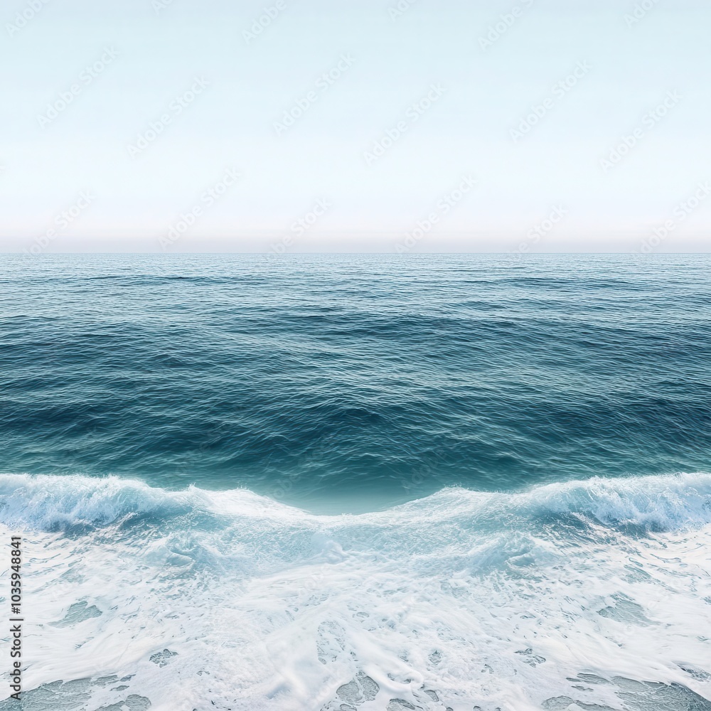 Fototapeta premium Beautiful ocean view, nature element, hyper-realistic rendering, vibrant colors, isolated on white background