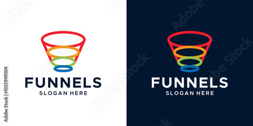 Abstract funnel logo design. Funneling logo with modern line progress marketing design graphic symbol icon vector.