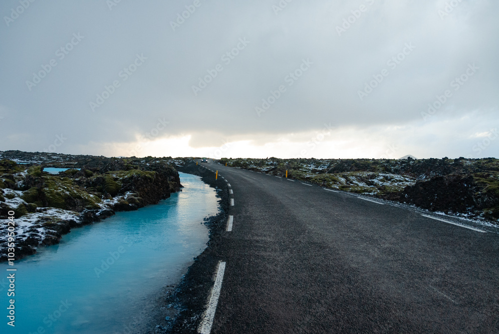 Hot swimming lagoon in the blue lagoon in Reykjanes, Iceland Hot swimming lagoon in the blue lagoon in Reykjanes, Iceland
