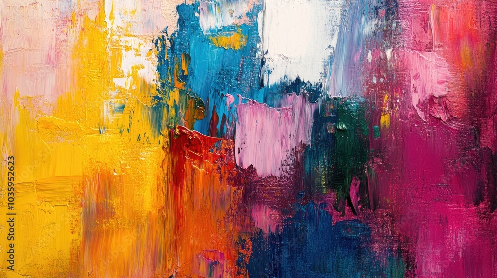 Fototapeta premium Oil painting with an abstract colorful background Impressionistic style featuring modern surrealism Ideal for wall decor as a poster Unique hand drawn texture template