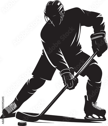 Hockey player Silhouette illustration isolated on a white background