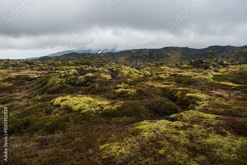 scenic view over the Londrangar basalt cliffs inside the Snaefellsnes Peninsula, Iceland