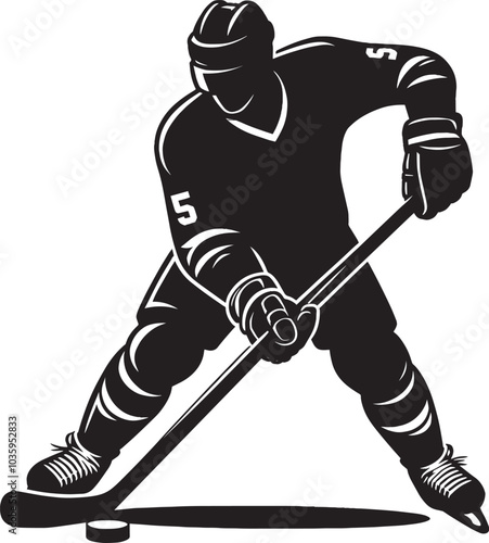 Hockey player Silhouette illustration isolated on a white background
