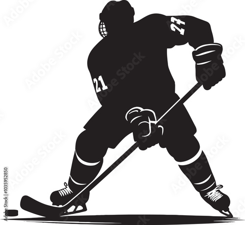 Hockey player Silhouette illustration isolated on a white background