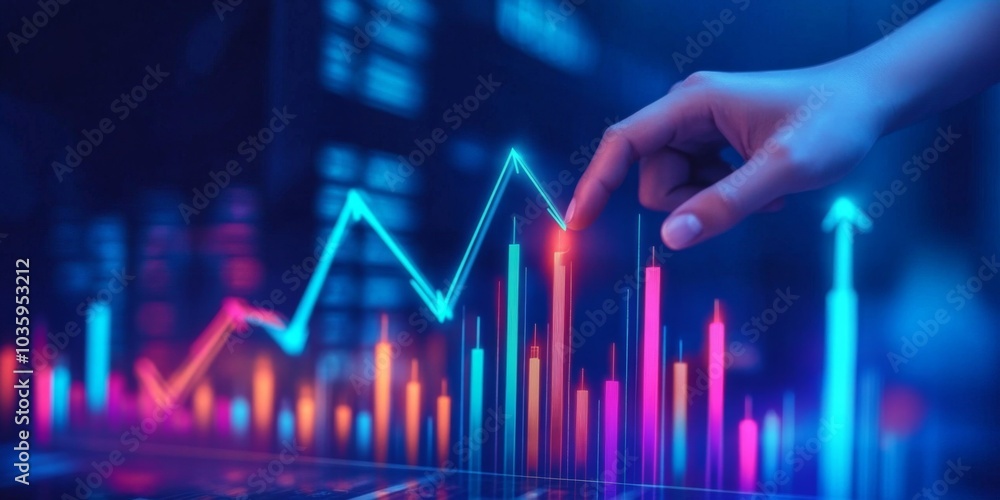 Business success illustrated through upward pointing hand. Business success illustrated through upward pointing hand.