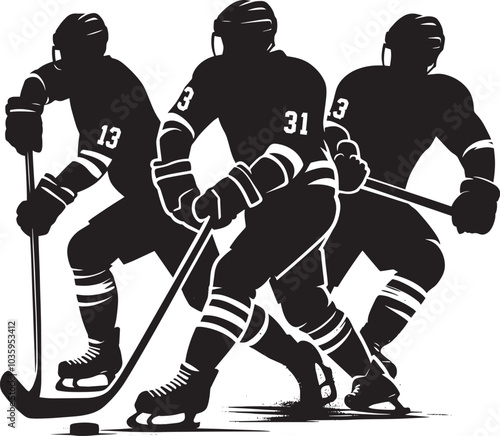 Hockey player Silhouette illustration isolated on a white background