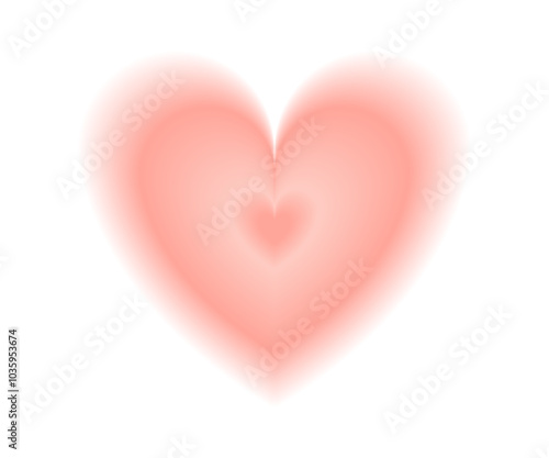 Aura gradient heart 2000s symbol. Aesthetic blurry y2k love icon with glowing effect. Vector illustration isolated on white background