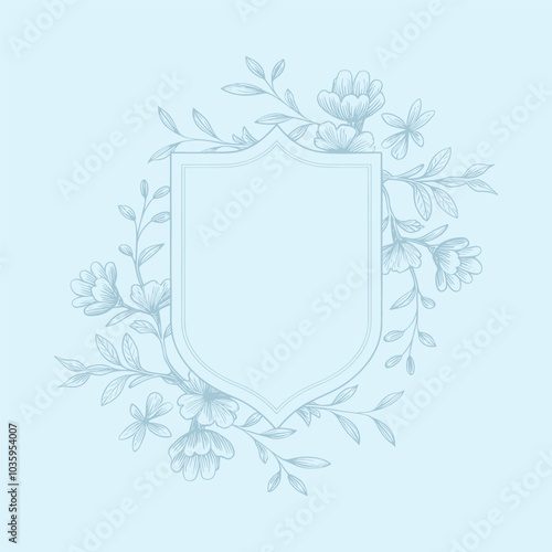 Floral Wedding monogram crest design. Vintage wedding monogram design. Wedding initial.