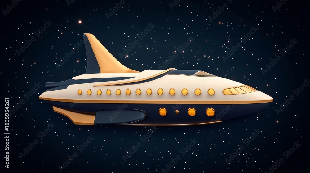 A colorful cartoon spaceship flying through a starry night sky, depicting space exploration and adventure. A colorful cartoon spaceship flying through a starry night sky, depicting space exploration and adventure.