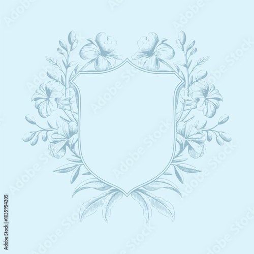 Floral Wedding monogram crest design. Vintage wedding monogram design. Wedding initial.