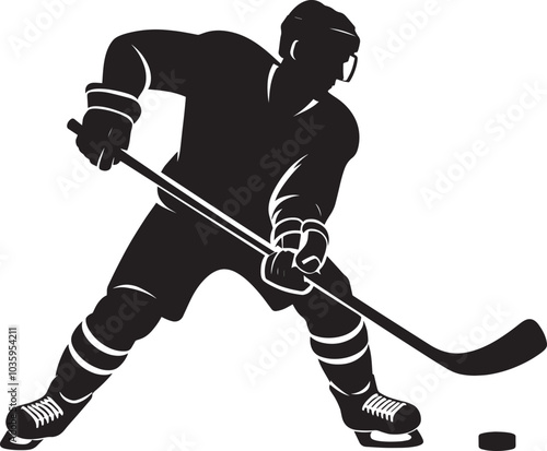 Hockey player Silhouette illustration isolated on a white background