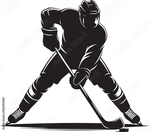Hockey player Silhouette illustration isolated on a white background