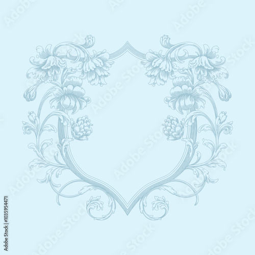 Floral Wedding monogram crest design. Vintage wedding monogram design. Wedding initial.