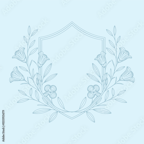 Floral Wedding monogram crest design. Vintage wedding monogram design. Wedding initial.