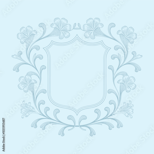 Floral Wedding monogram crest design. Vintage wedding monogram design. Wedding initial.