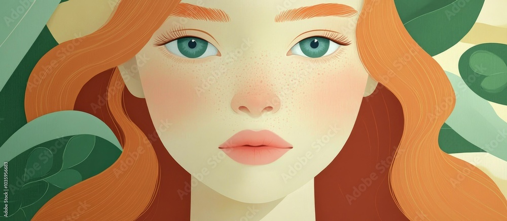 Portrait Of A Red Haired Girl With Bright Blue Eyes Outdoors Portrait Of A Red Haired Girl With Bright Blue Eyes Outdoors