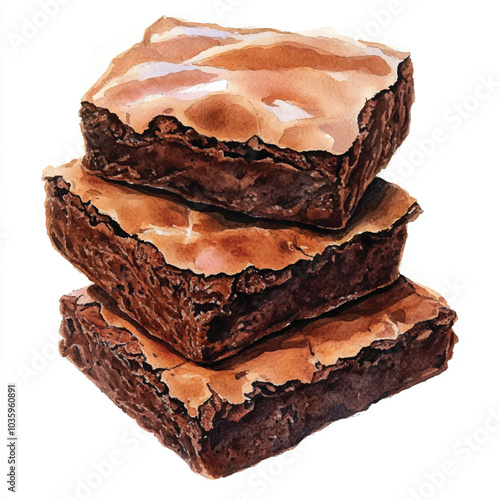 Brownies watercolor clipart illustration 