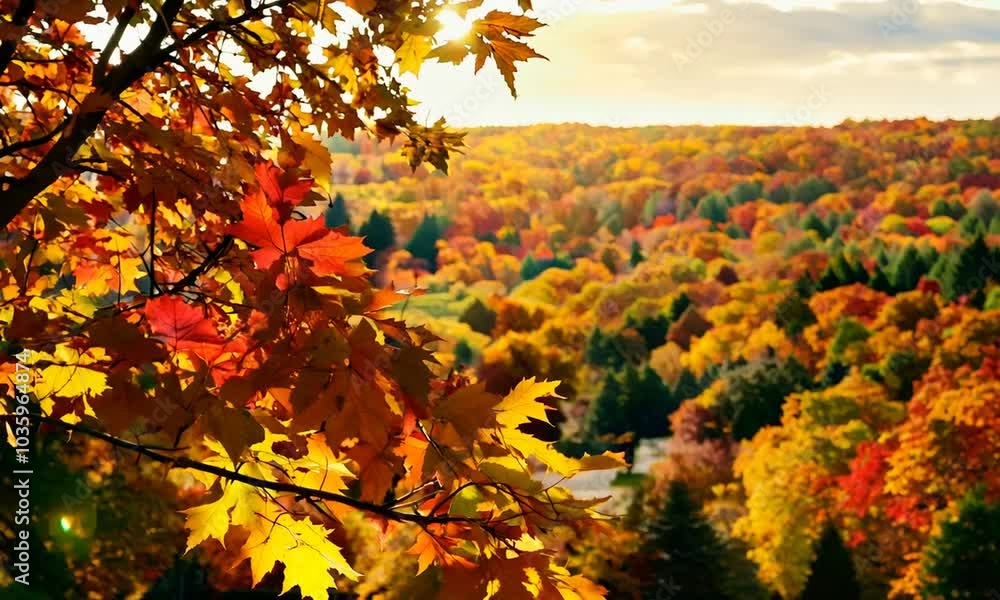 Autumn colorful bright leaves swinging in a tree in an autumnal park. Autumn colorful background fall backdrop Autumn colorful bright leaves swinging in a tree in an autumnal park. Autumn colorful background fall backdrop