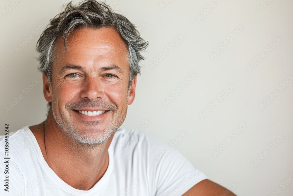 Portrait of a handsome, smiling man with gray hair. Portrait of a handsome, smiling man with gray hair.