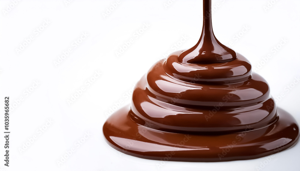 melt or drip chocolate sauce on side position provides copy space for text. background concept isolated white melt or drip chocolate sauce on side position provides copy space for text. background concept isolated white