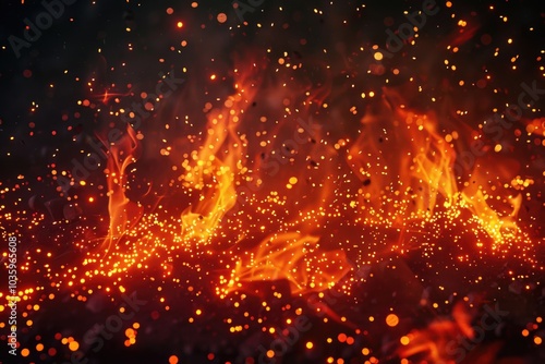 Fiery sparks and abstract fire theme in 4k.