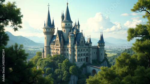 Wallpaper Mural A Picturesque Castle-Like Building Set Against a Beautiful Skyline Evoking Wonder and Fantasy Torontodigital.ca