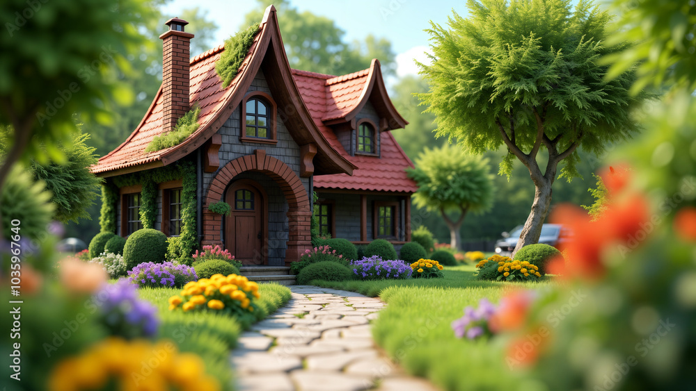 Exploring the Architectural Beauty of a Close-Up House Surrounded by a Beautiful Garden Exploring the Architectural Beauty of a Close-Up House Surrounded by a Beautiful Garden