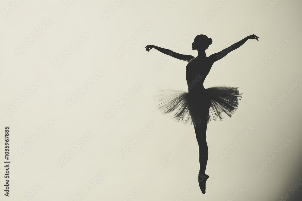Silhouette of a ballerina in a tutu and pointe shoes. Silhouette of a ballerina in a tutu and pointe shoes.