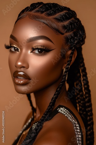 Beautiful african american girl with braids. photo