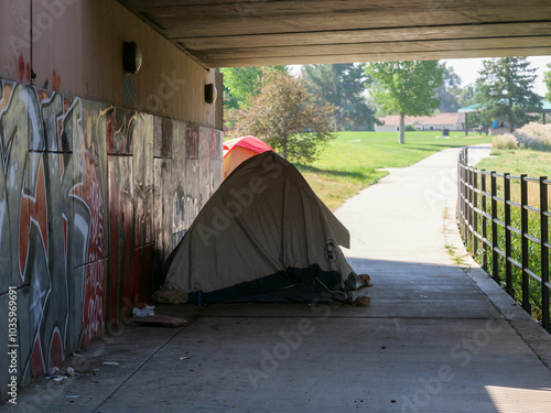 Unhoused tent homeless poverty