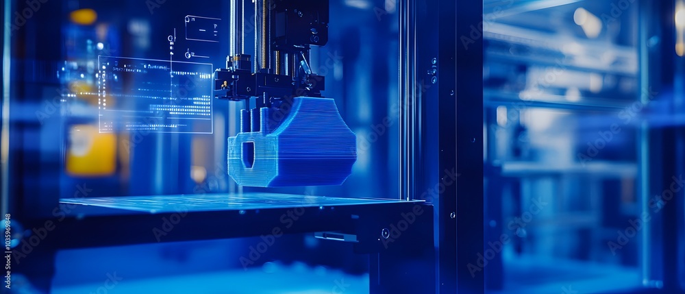 3D Printer Close-Up Illustration in Action 3D Printer Close-Up Illustration in Action