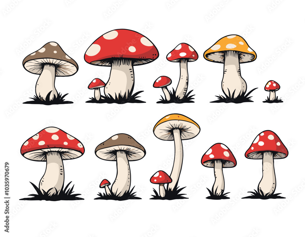 fly mushrooms isolated on a white background fly mushrooms isolated on a white background