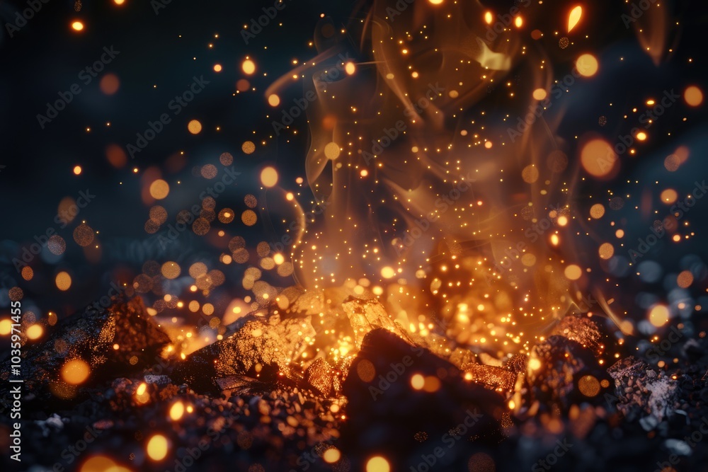 sparks from bonfire over dark night environment shallow focus sparks from bonfire over dark night environment shallow focus