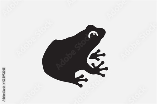 A black silhouette of a frog viewed.