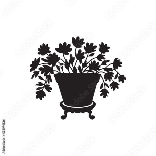 A vibrant houseplant with lush leaves thrives in a charming flowerpot, showcasing the beauty of nature within a home